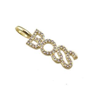 copper BOSS pendant pave zircon, gold plated, approx 7-26mm