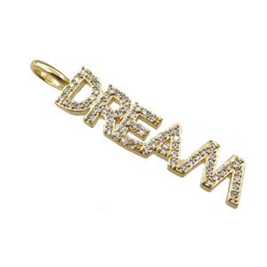 copper DREAM pendant pave zircon, gold plated, approx 7-34mm