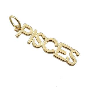 copper zodiac PISCES pendant, gold plated, approx 7mm wide