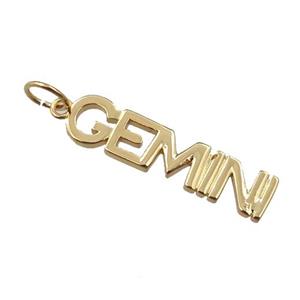 copper zodiac GEMINI pendant, gold plated, approx 7mm wide