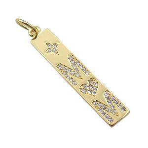 copper letter pendant pave zircon, MOM, gold plated, approx 6-30mm