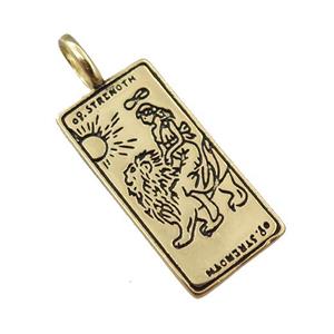 copper tarot card pendant, lion, gold plated, approx 12-25mm