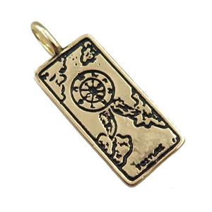 copper tarot card pendant, compass, gold plated, approx 12-25mm