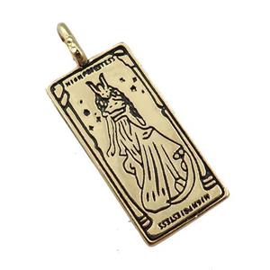 copper tarot card pendant, beauty, gold plated, approx 12-25mm