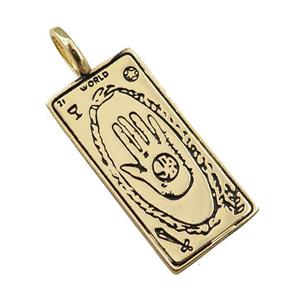 copper tarot card pendant, hand, gold plated, approx 12-25mm