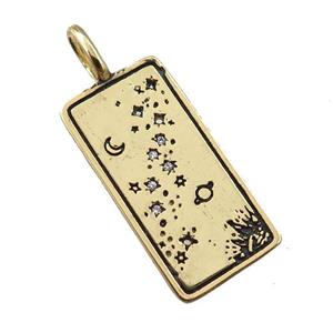 copper tarot card pendant, moon star, gold plated, approx 12-25mm