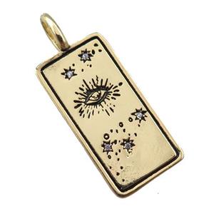 copper tarot card pendant, eye star, gold plated, approx 12-25mm