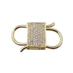 copper clasp pave zircon, gold plated, approx 16-25mm