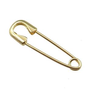 copper Safety Pin, gold plated, approx 9-32mm