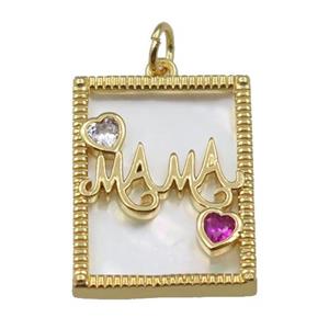 copper Frame pendant with heart MAMA, gold plated, approx 16-20mm
