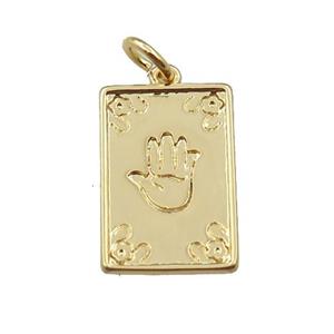 copper tarot card pendant with hand, gold plated, approx 10-15mm