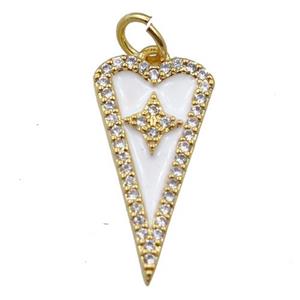copper arrowhead pendant pave zircon, star, gold plated, approx 11-20mm