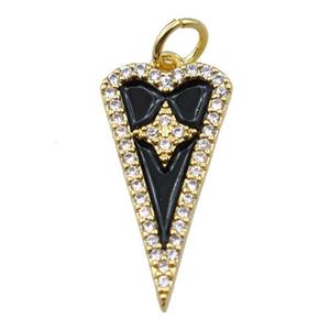 copper arrowhead pendant pave zircon, star, gold plated, approx 11-20mm
