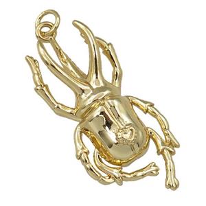 copper beetle charm pendant, gold plated, approx 16-36mm
