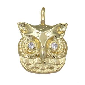 copper OWL charm pendant, gold plated, approx 19-25mm