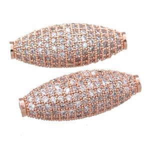 copper rice beads pave zircon, rose gold, approx 11-27mm