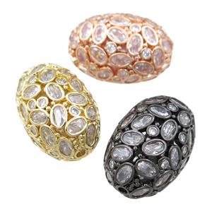 copper barrel beads pave zircon, hollow, mixed, approx 19-28mm