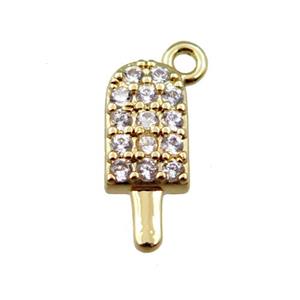 copper icecream pendant pave zircon, gold plated, approx 5-13mm