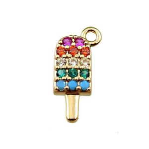 copper icecream pendant pave zircon, gold plated, approx 5-13mm