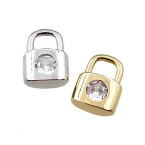 copper Lock pendant pave zircon, mixed, approx 8-11mm