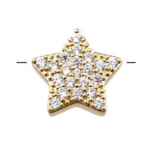 copper star beads pave zircon, gold plated, approx 14mm