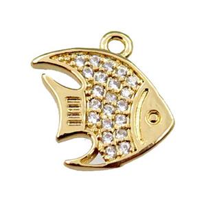 copper goldfish pendant pave zircon, gold plated, approx 11-13mm