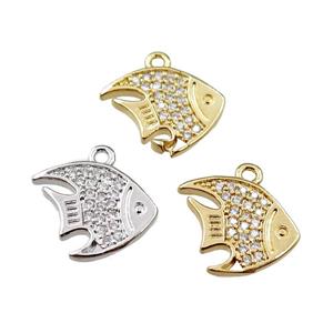 copper goldfish pendant pave zircon, mixed, approx 11-13mm