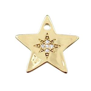 copper star pendant pave zircon, gold plated, approx 17mm