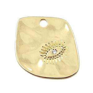copper eye charm pendant pave zircon, gold plated, approx 16-20mm