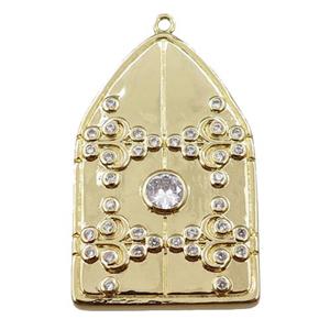 copper house pendant pave zircon, gold plated, approx 25-40mm