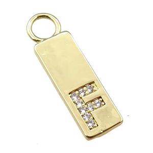 copper rectangle pendant pave zircon, gold plated, approx 7-20mm
