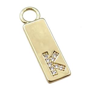 copper rectangle pendant pave zircon, gold plated, approx 7-20mm