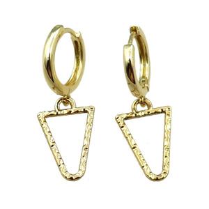 copper Hoop Earring, triangle, gold plated, approx 11-15mm, 14mm dia