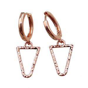 copper Hoop Earring, triangle, rose gold, approx 11-15mm, 14mm dia