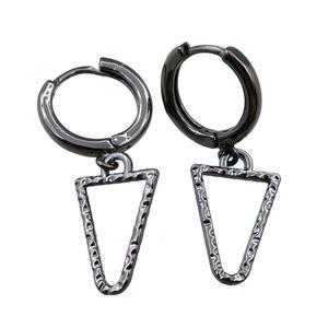 copper Hoop Earring, triangle, black plated, approx 11-15mm, 14mm dia