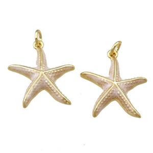 copper starfish pendant with enameled, gold plated, approx 20mm