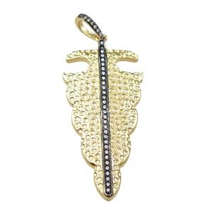 copper pendant pave zircon, gold plated, approx 21-45mm