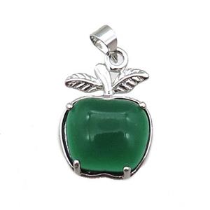 green Cats eye stone apple pendant, approx 15-20mm