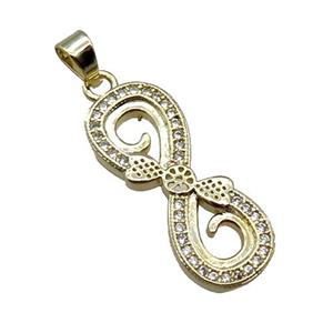 copper infinity pendant pave zircon, gold plated, approx 10-23mm
