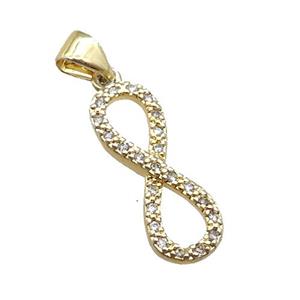 copper infinity pendant pave zircon, gold plated, approx 7-20mm