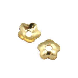 copper beadcaps, unfaded, gold plated, approx 4mm dia