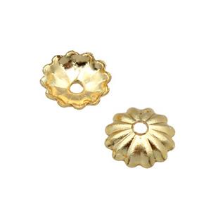 copper beadcaps, unfaded, gold plated, approx 5.5mm dia