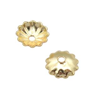 copper beadcaps, unfaded, gold plated, approx 5.2mm dia