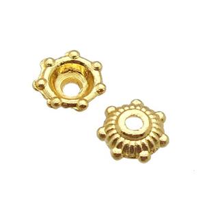 copper beadcaps, unfaded, gold plated, approx 6mm dia