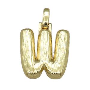 copper W-letter pendant, brushed, gold plated, approx 20-30mm