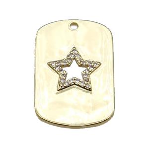 copper rectangle pendant pave zircon with star, gold plated, approx 17-26mm
