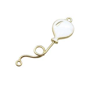 copper ballon charm pendant, white enameled, gold plated, approx 9-30mm