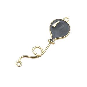copper ballon charm pendant, black enameled, gold plated, approx 9-30mm