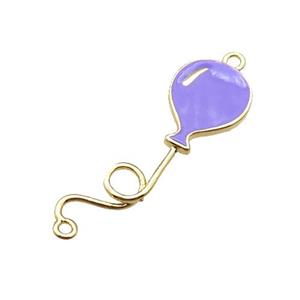 copper ballon pendant, purple enameled, gold plated, approx 9-30mm