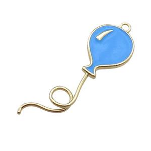 copper ballon pendant, blue enameled, gold plated, approx 15-45mm